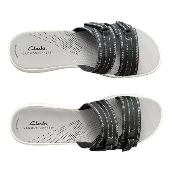 Clarks Cloudsteppers Breeze Piper Black Slide Sandals Women’s Size 11 Medium - Picture 8 of 11